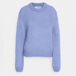 SELECTED FEMME Suanne Ls Knit Sweater Blue size small mohair wool blend chic